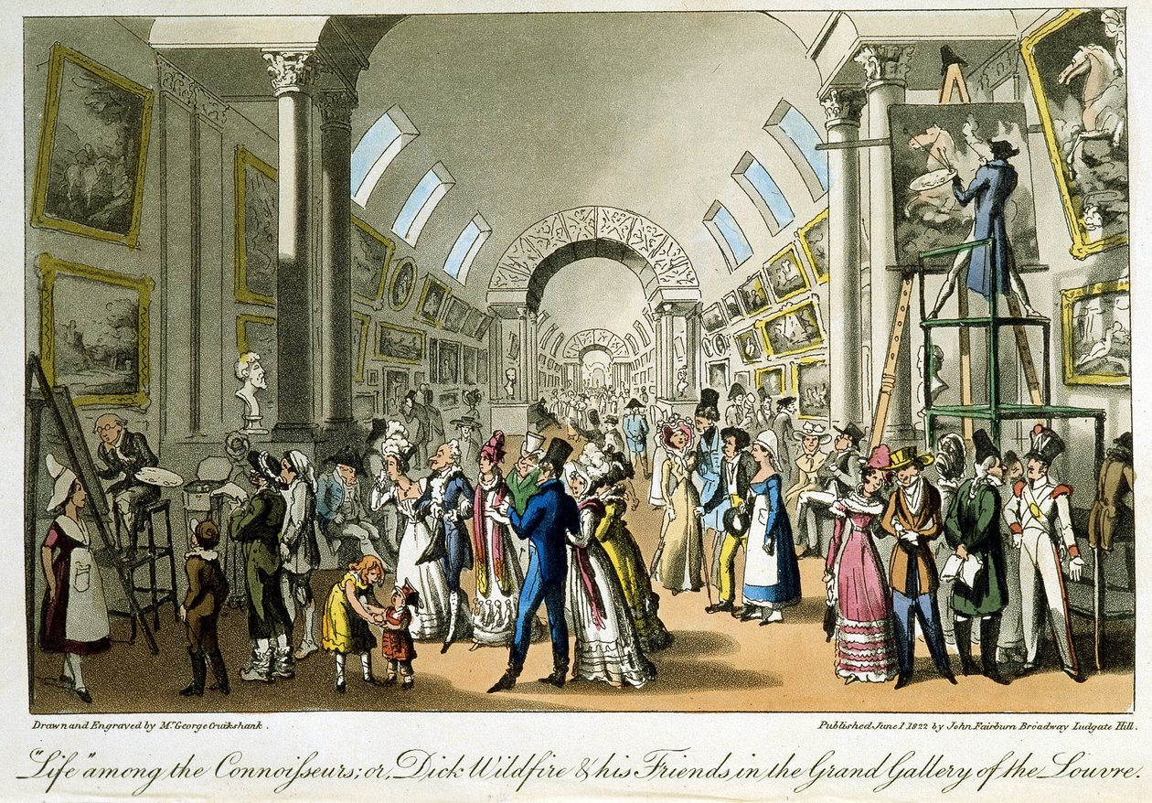 Velká galerie Louvru - v knize "Life in Paris" Davida Careyho, Londýn od George Cruikshank