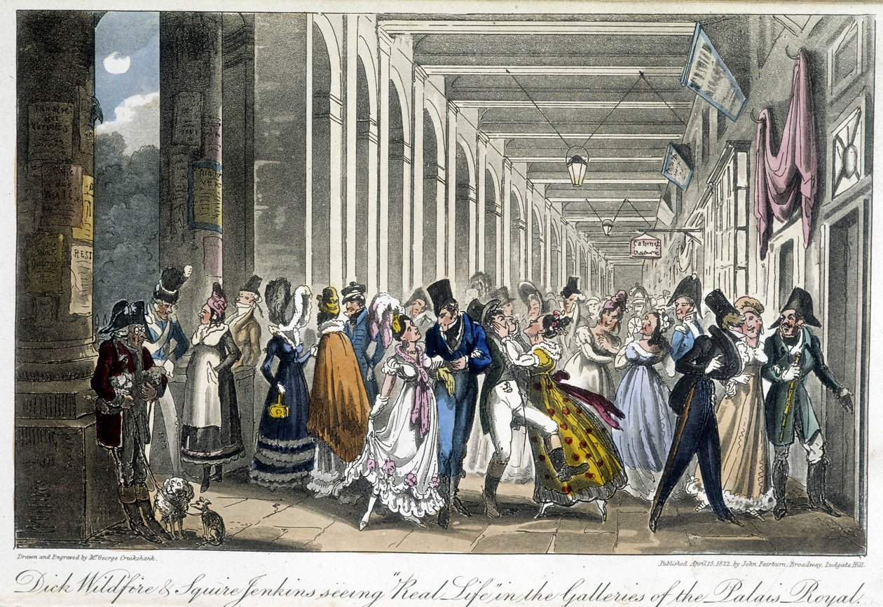 Les galeries du Palais Royal - v „“Život v Paříži”” od Davida Careyho, Londýn od George Cruikshank
