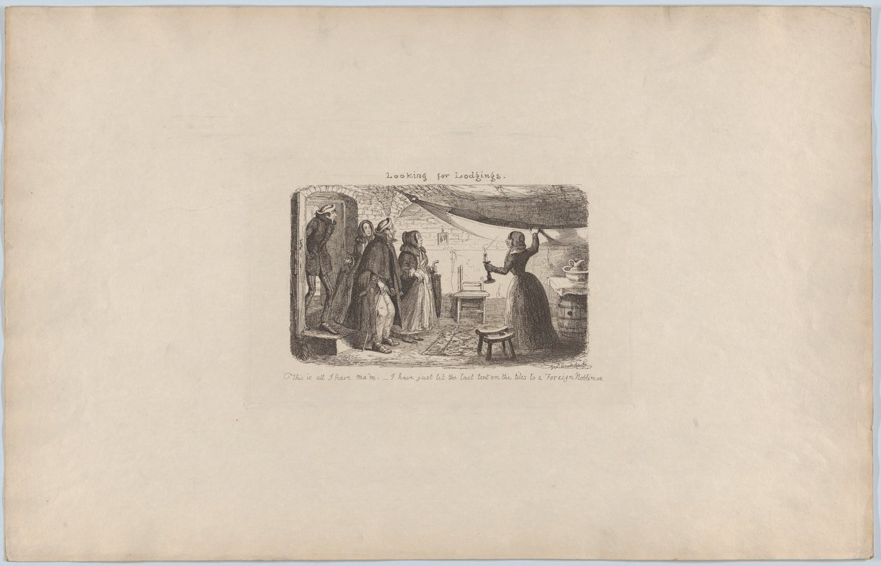 Hledám ubytování, 1851., 1851. od George Cruikshank