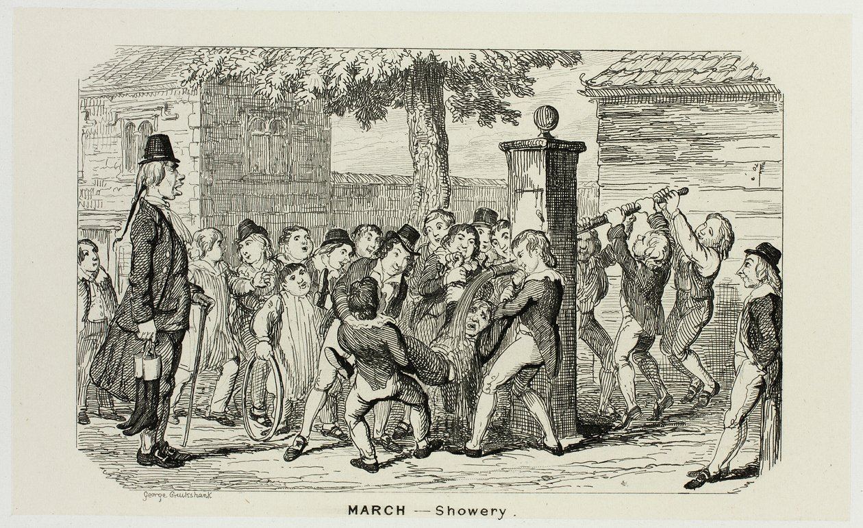 Březen - Showery z ocelorytu George Cruikshanka do komiksových almanachů: 1835-1853 od George Cruikshank
