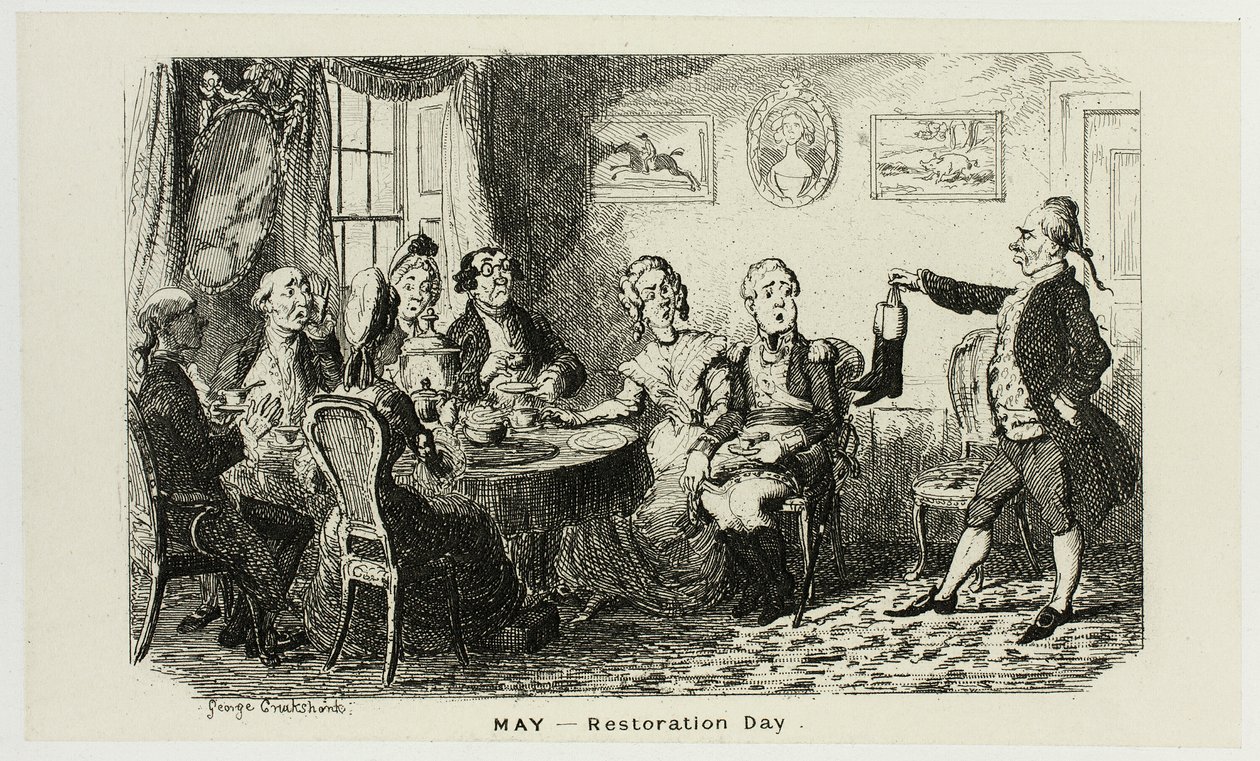 Květen - Den restaurování z ocelorytu George Cruikshanka do komiksových almanachů: 1835-1853 od George Cruikshank
