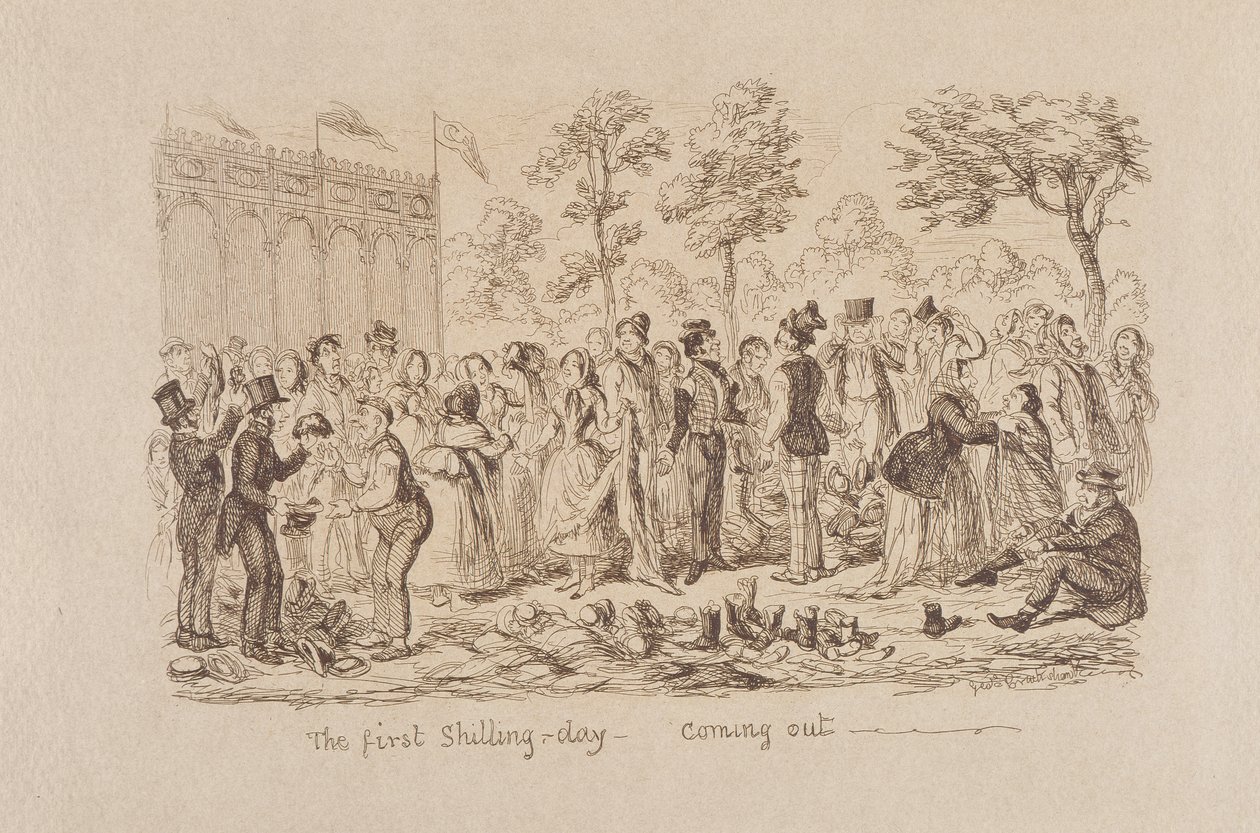 Mayhews Great Exhibition of 1851: The First Shilling Day – Coming Out, 1851 od George Cruikshank
