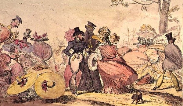 Monstrosities of 1825 and 1826. (Satirical Cartoon of 19th c. English Fashions) od George Cruikshank