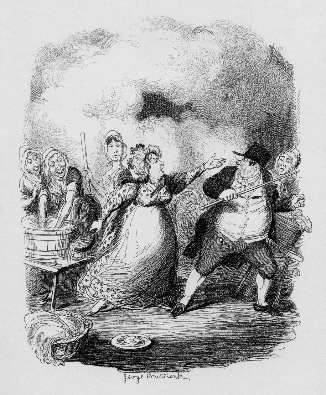 Pan Bumble degradovaný v očích chudáků, z „Dobrodružství Olivera Twista“ od Charlese Dickense (1812-70) 1838, vydané Chapman und Hall, 1901 od George Cruikshank