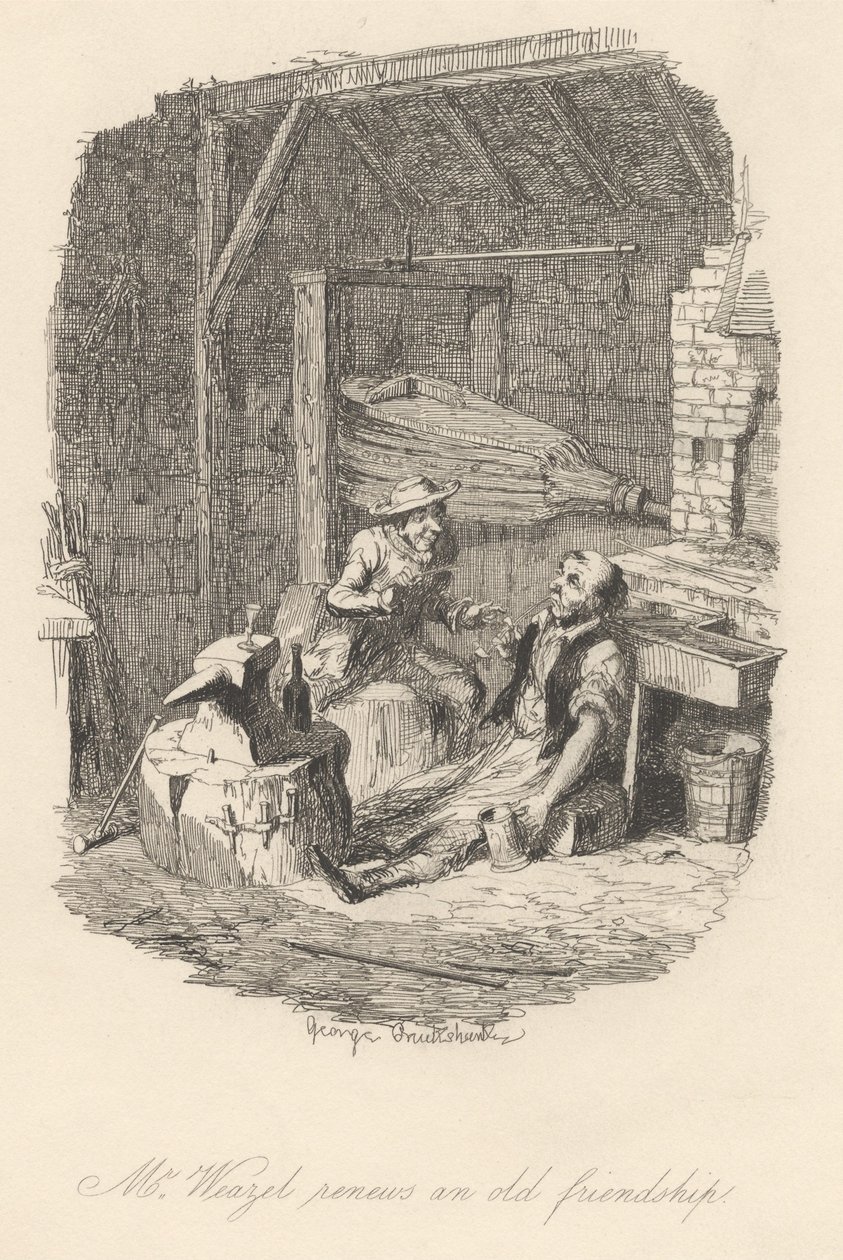 Pan Weazel obnovuje staré přátelství od George Cruikshank
