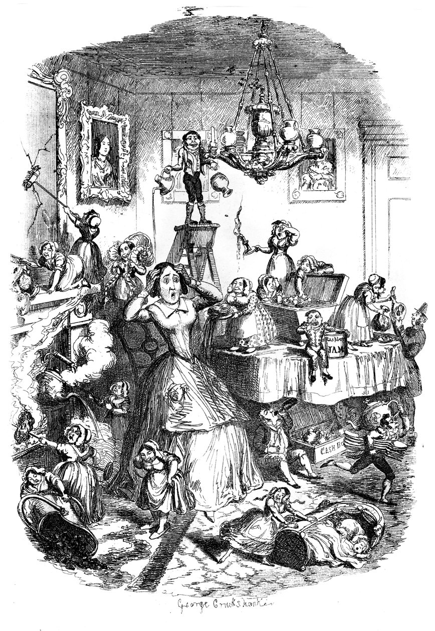 Téměř k smrti znepokojený Největším morem života, kolem 40. let 19. století. od George Cruikshank