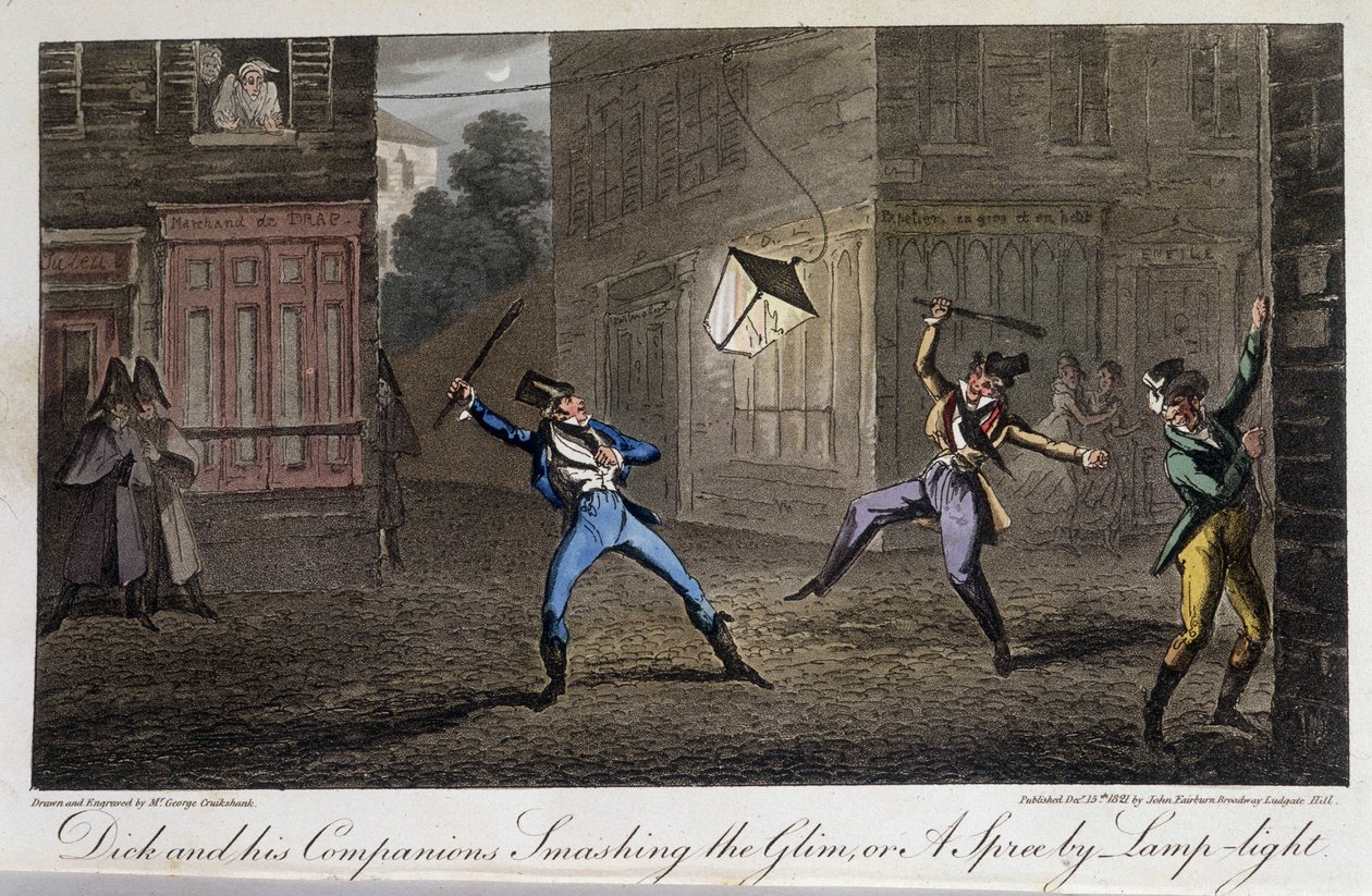 Night Tapage: Hustle and Noise – v „“Life in Paris“ od Davida Careyho, Londýn od George Cruikshank