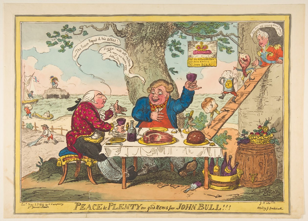 Mír a hojnost aneb dobrá zpráva pro Johna Bulla!!!, 25. května 1814. od George Cruikshank