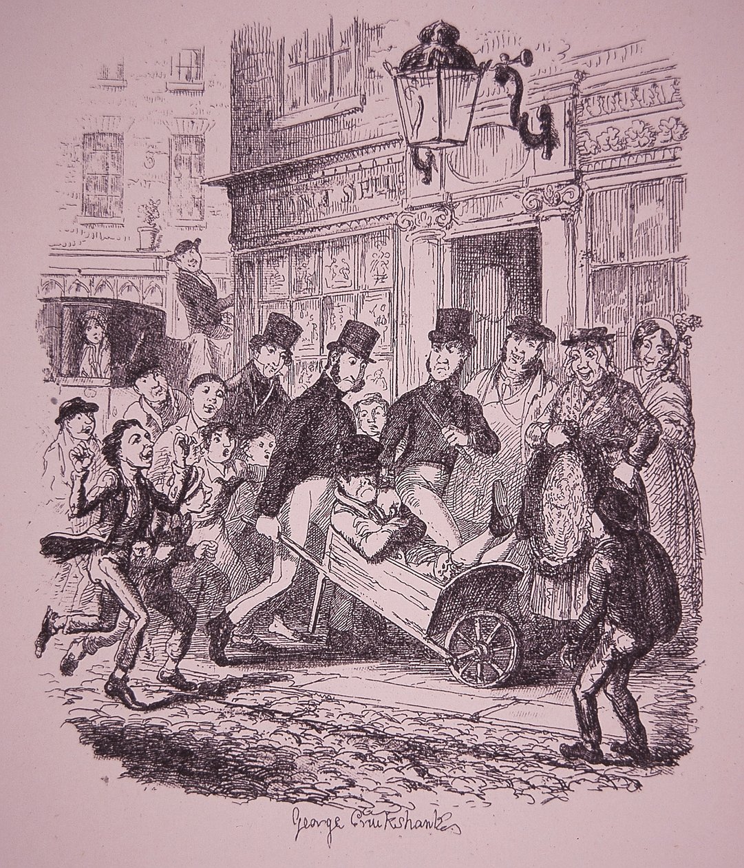 Kapsář zajatý policií, počátek 19. století (rytina) od George Cruikshank