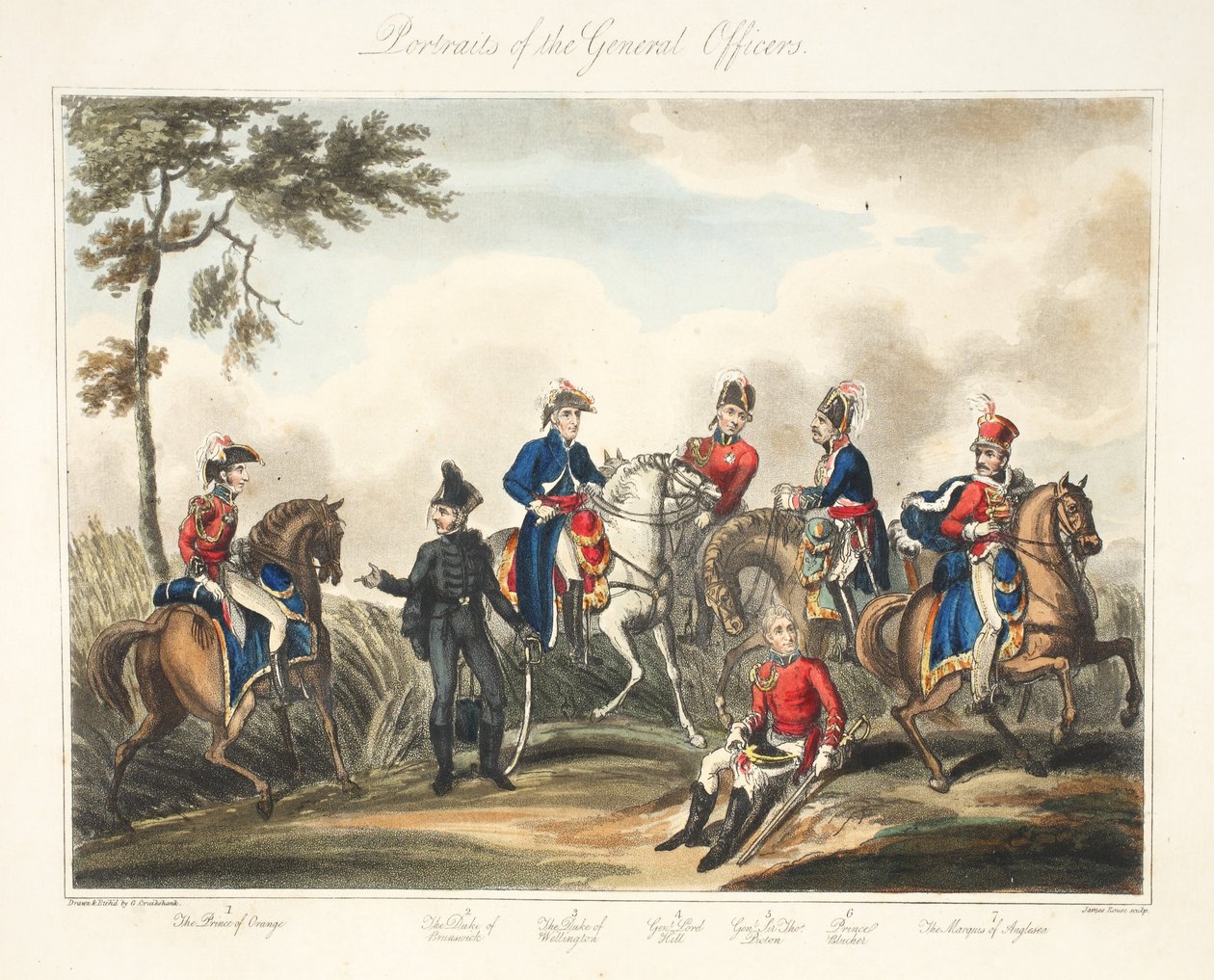 Portréty generálních důstojníků, hospoda. H. Colburn, eng Rouse, 1816 od George Cruikshank