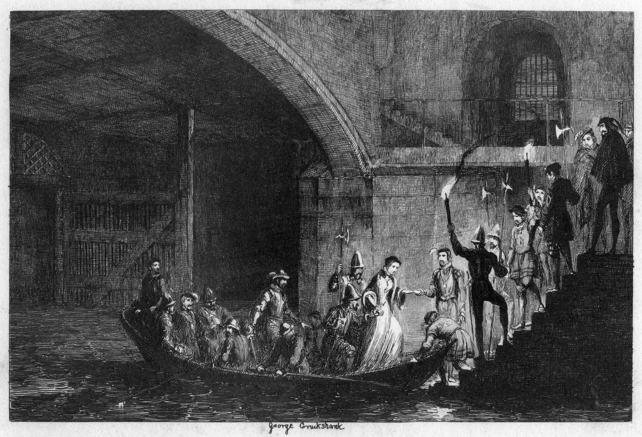 Královna Jane a lord Guilford Dudley přivedli zpět do Toweru, 1553 1840 od George Cruikshank