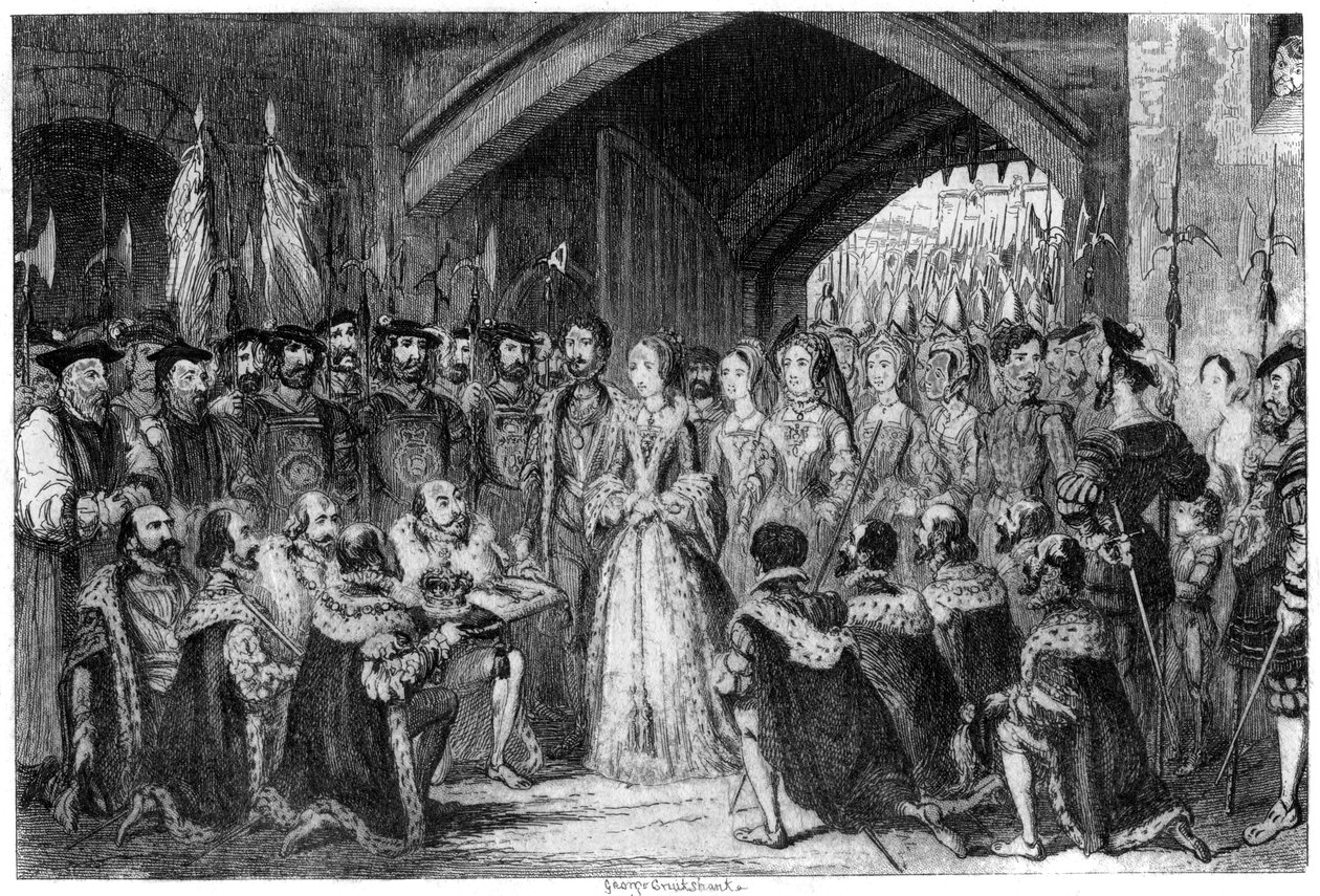 Vstup královny Janes do věže, 1553 1840 od George Cruikshank