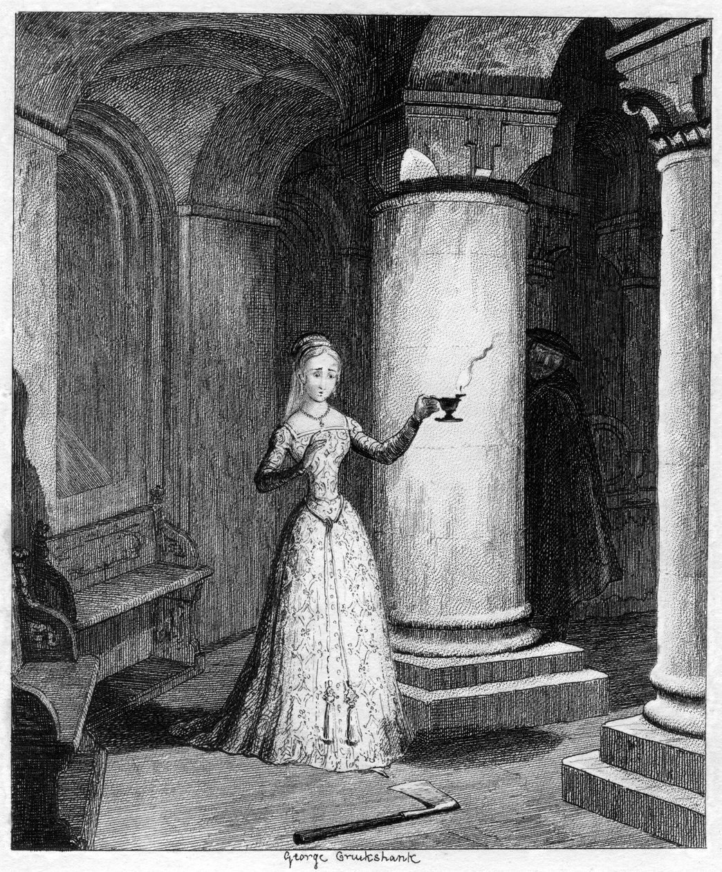 Queen Janes první noc ve věži, 1553 1840 od George Cruikshank