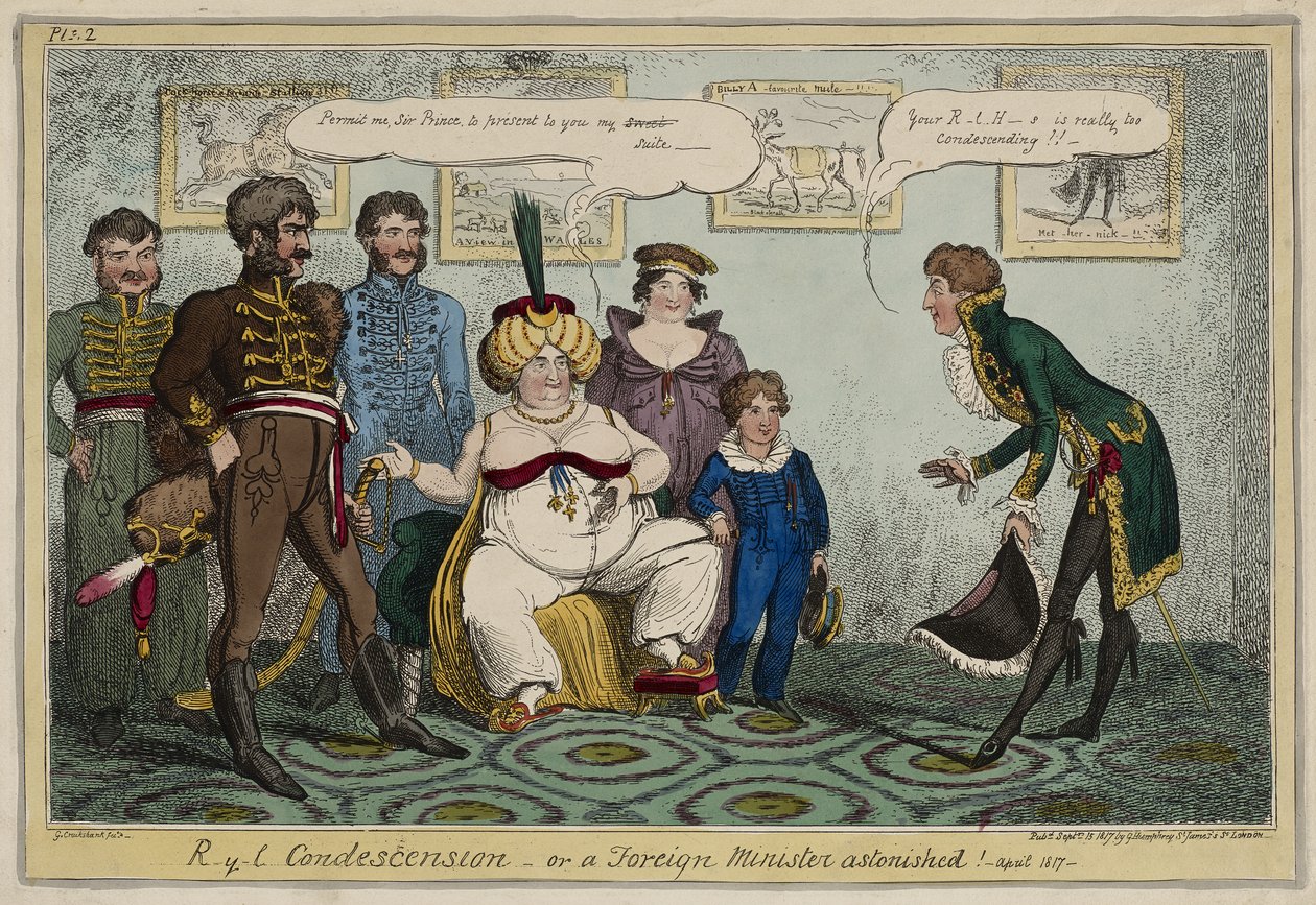 Královská blahosklonnost aneb, Užaslý ministr zahraničí! - Duben 1817 -, 15. září od George Cruikshank