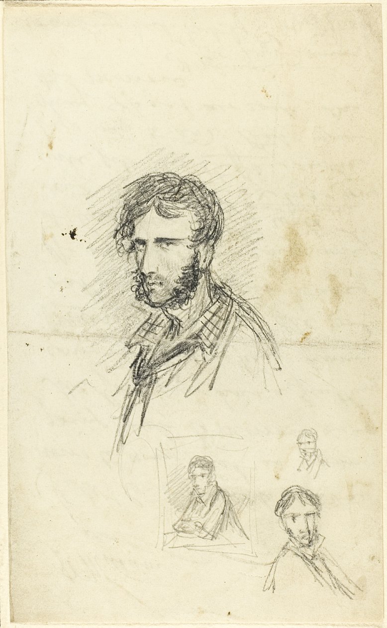 Autoportrét se třemi skicami od George Cruikshank