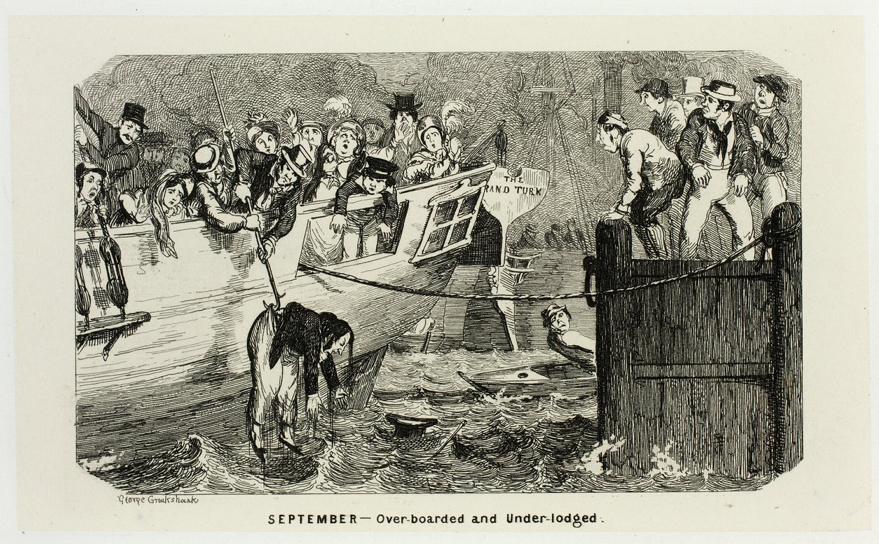 Září - Nadměrné a nedostatečné náklady od ocelových leptů George Cruikshanka po komiksové almanachy (Over-Boarded and Under-Lodged from George Cruikshank