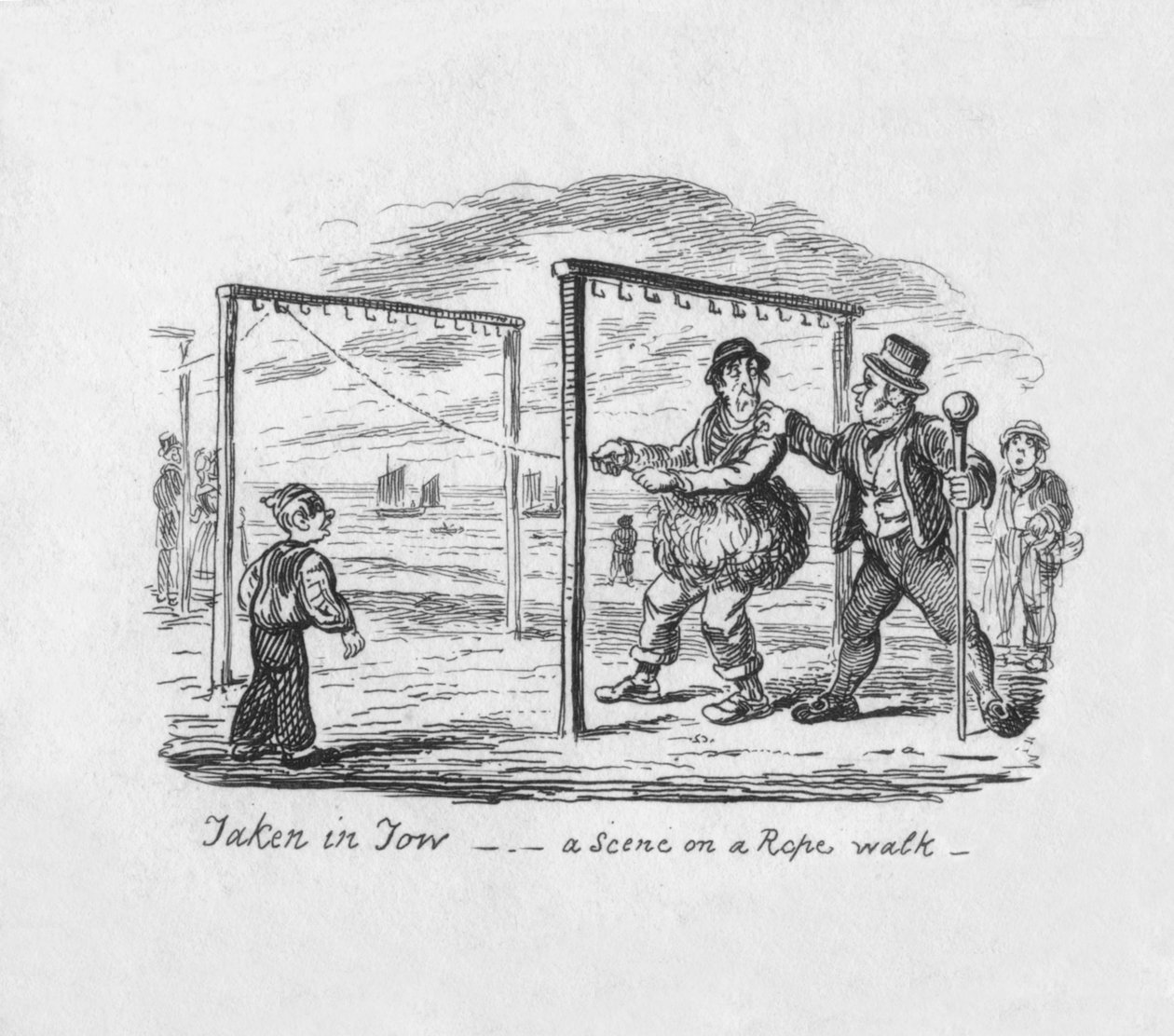 Taken in Tow – Scéna na procházce po laně, 1829 od George Cruikshank