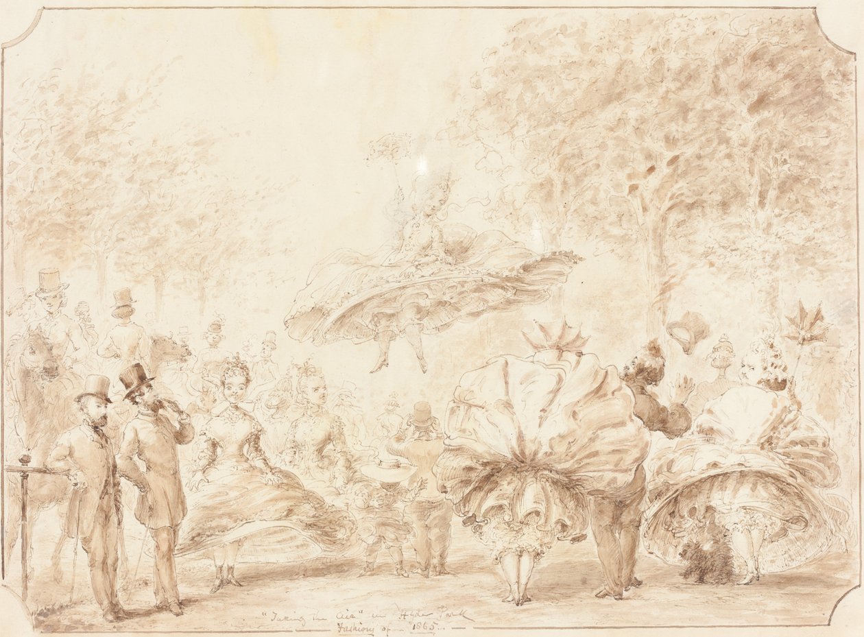 "Taking the Air" v Hyde Parku [verso] od George Cruikshank