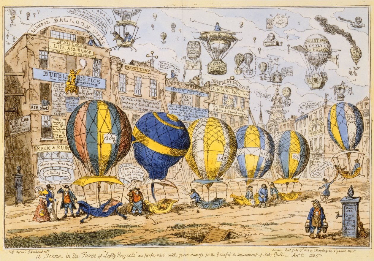 Taxi Balloons, hospoda. od G. Humphreyho, 1825 od George Cruikshank