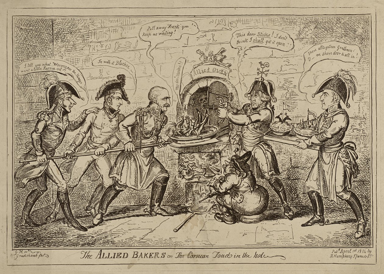 The Allied Bakers aneb The Corsican Toad in the Hole, publikovaný 1. dubna od George Cruikshank
