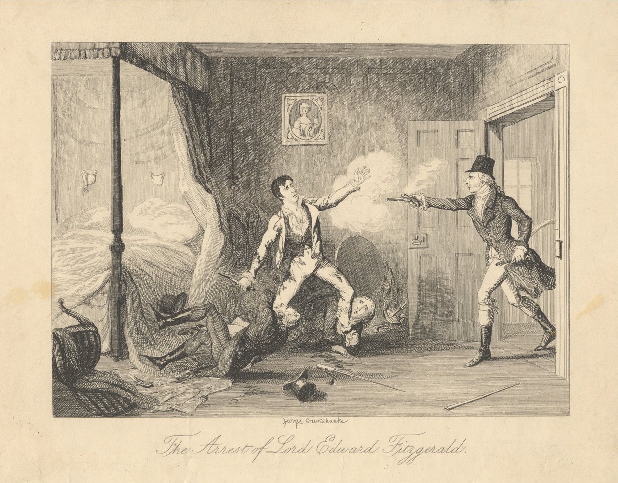 Zatčení lorda Edwarda Fitzgeralda od George Cruikshank