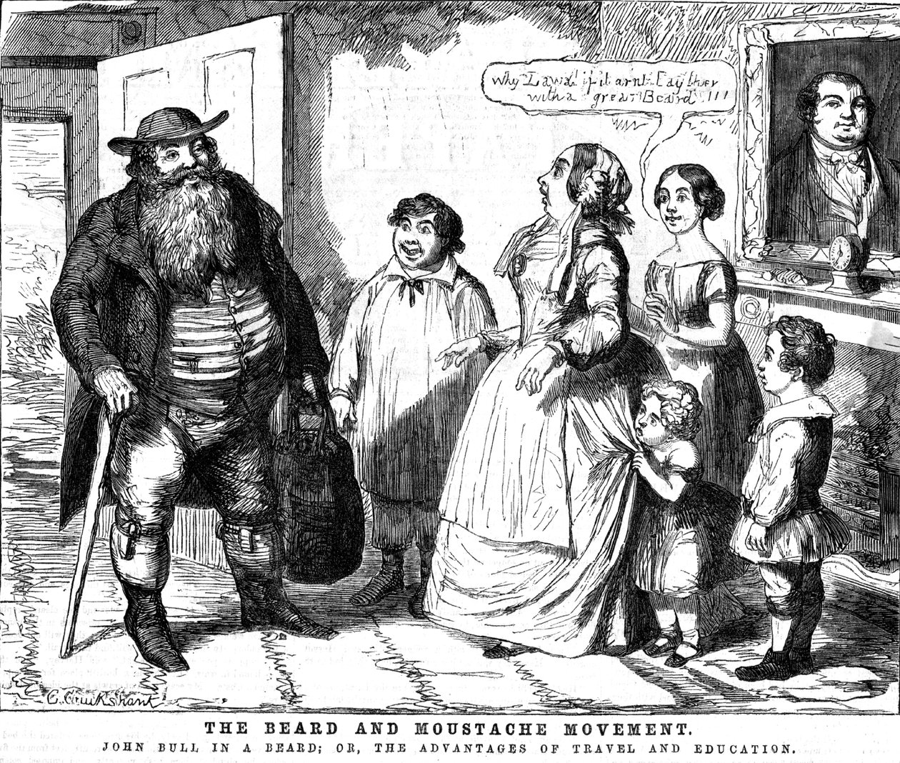 Hnutí vousů a kníru, 1854 od George Cruikshank