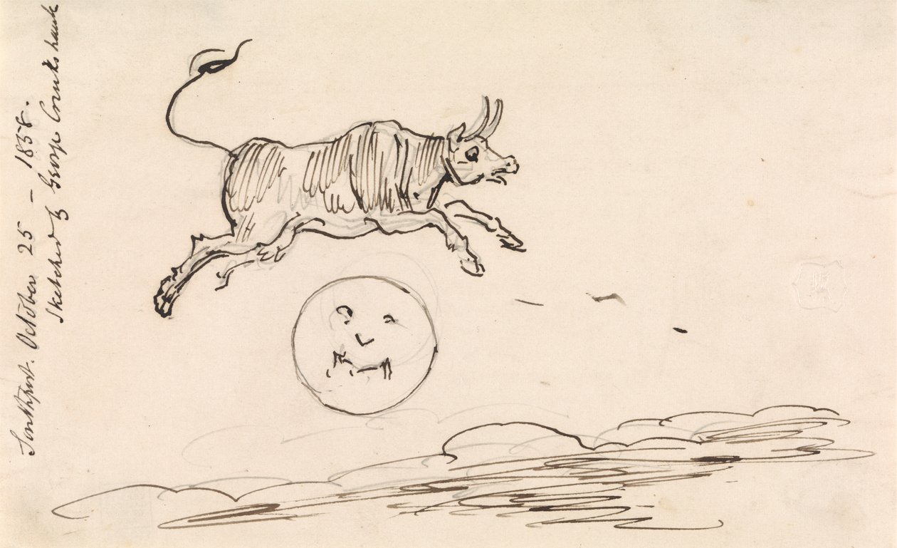 Kráva skáče přes Měsíc od George Cruikshank