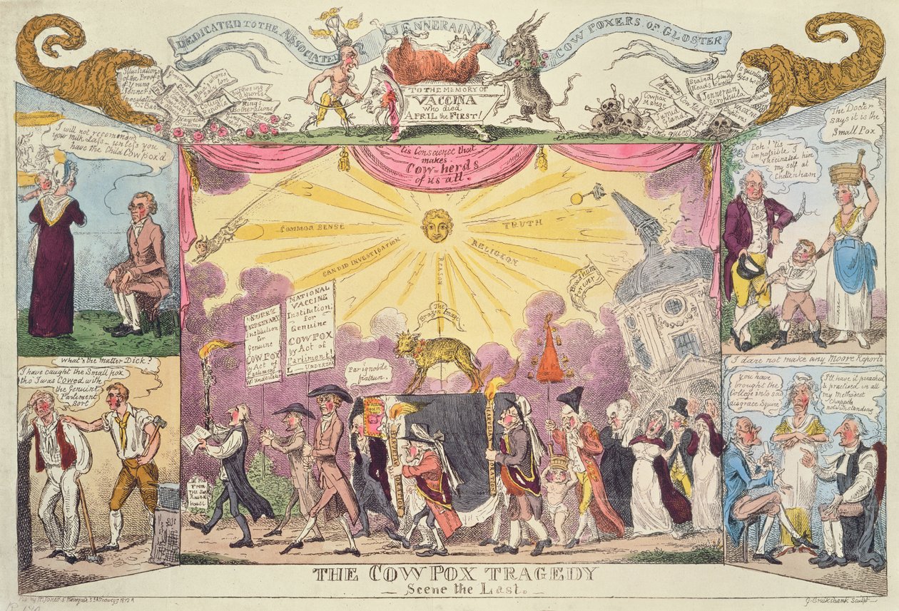 Tragédie kravských neštovic - Poslední scéna (satirický kreslený film) od George Cruikshank