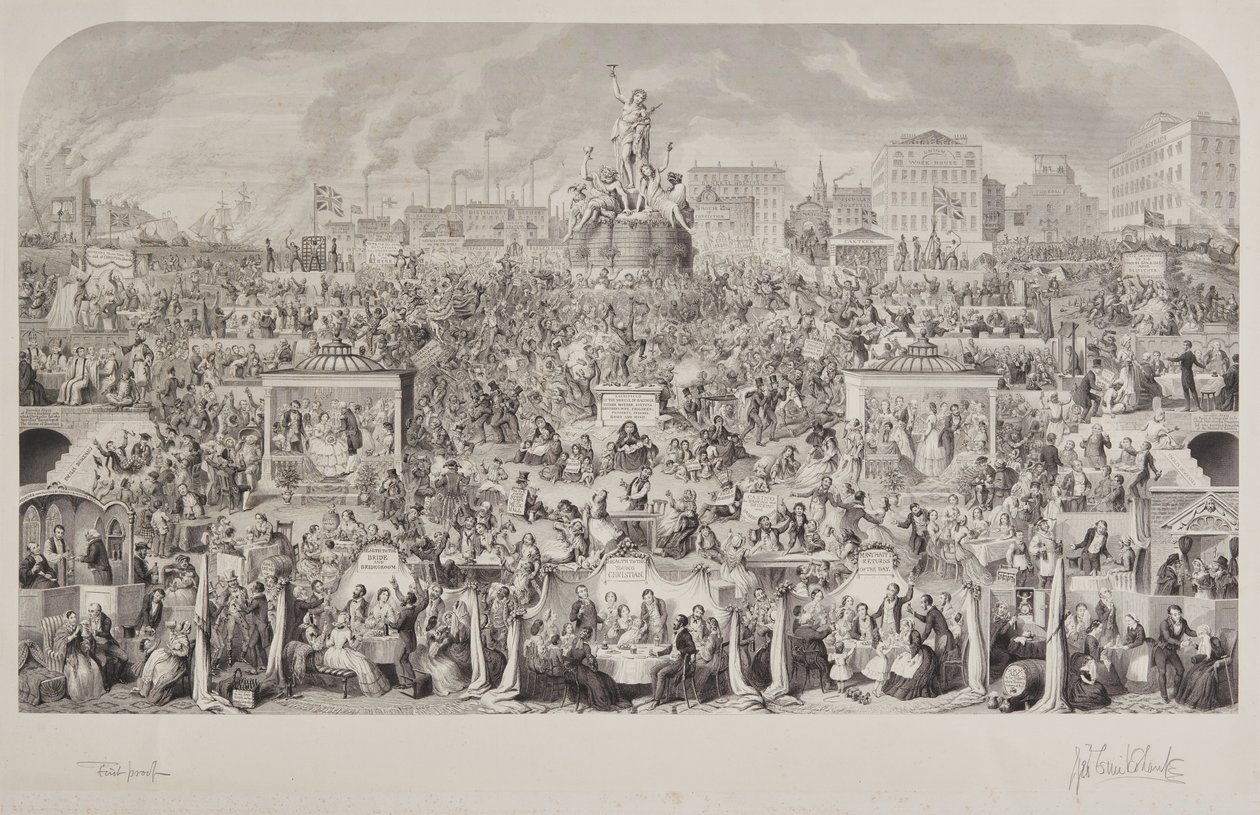Pitné zvyky společnosti nebo uctívání Bakcha od George Cruikshank