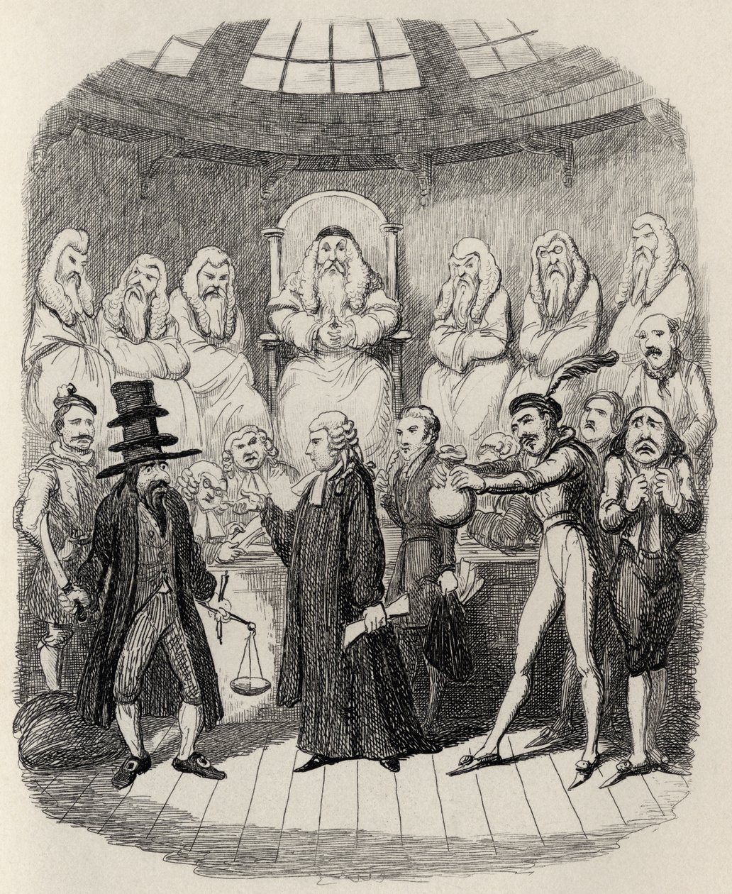 Kupec benátský, z knihy "The Ingoldsby Legends" od Thomase Ingoldsbyho, vydané nakladatelstvím Richard Bentley  Son. od George Cruikshank