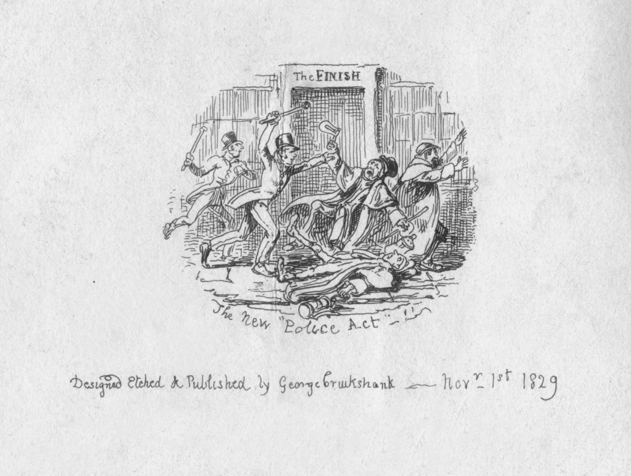 Nový policejní zákon, 1829 od George Cruikshank