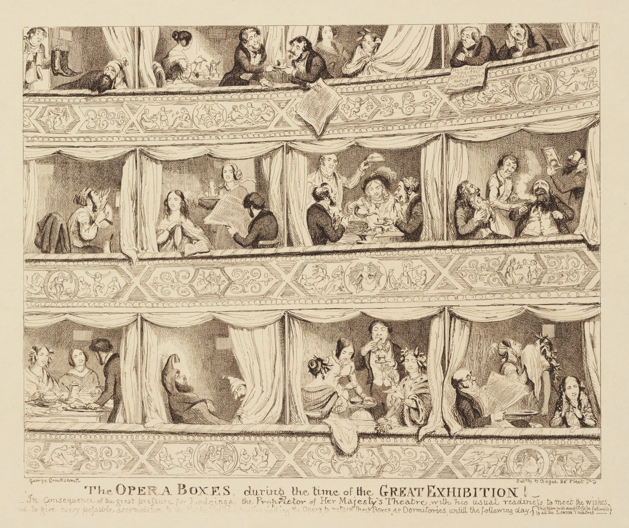 Operní boxy v době Velké výstavy, 1851 od George Cruikshank