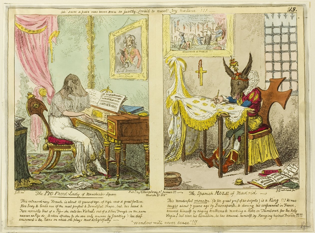 Dáma s prasečí tváří z Manchesterského náměstí a španělský mezek z Madridu od George Cruikshank