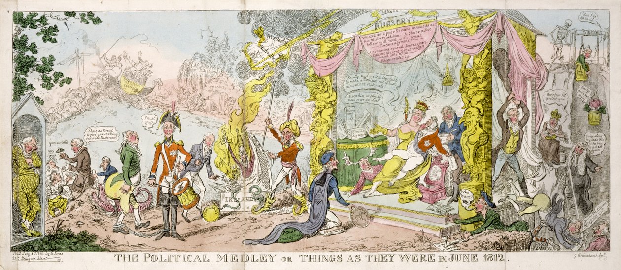 "The Political Medley" nebo "Věci, jak byly v červnu 1812", hospoda. 1812 od George Cruikshank
