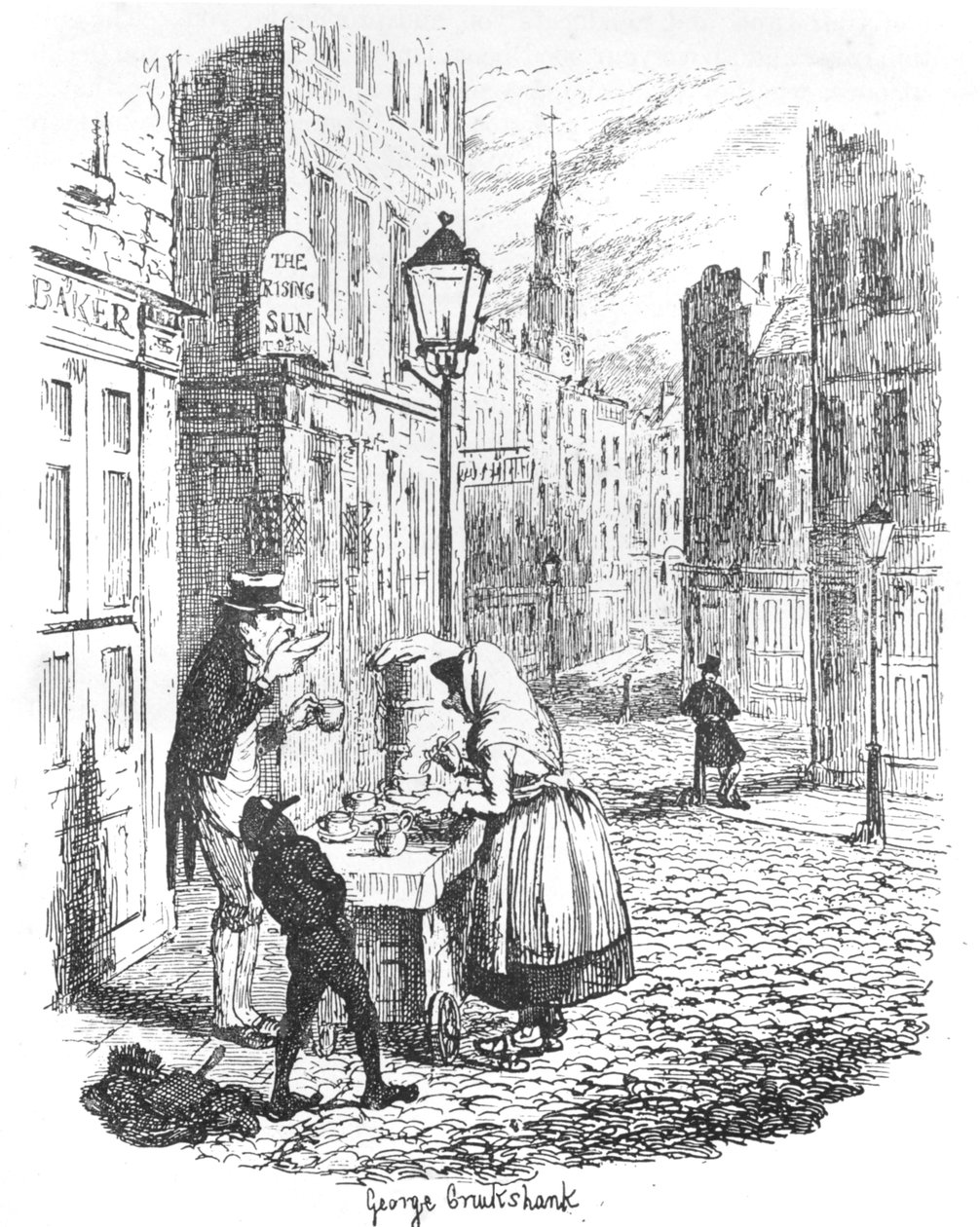 The Streets - Ráno, c1900 od George Cruikshank