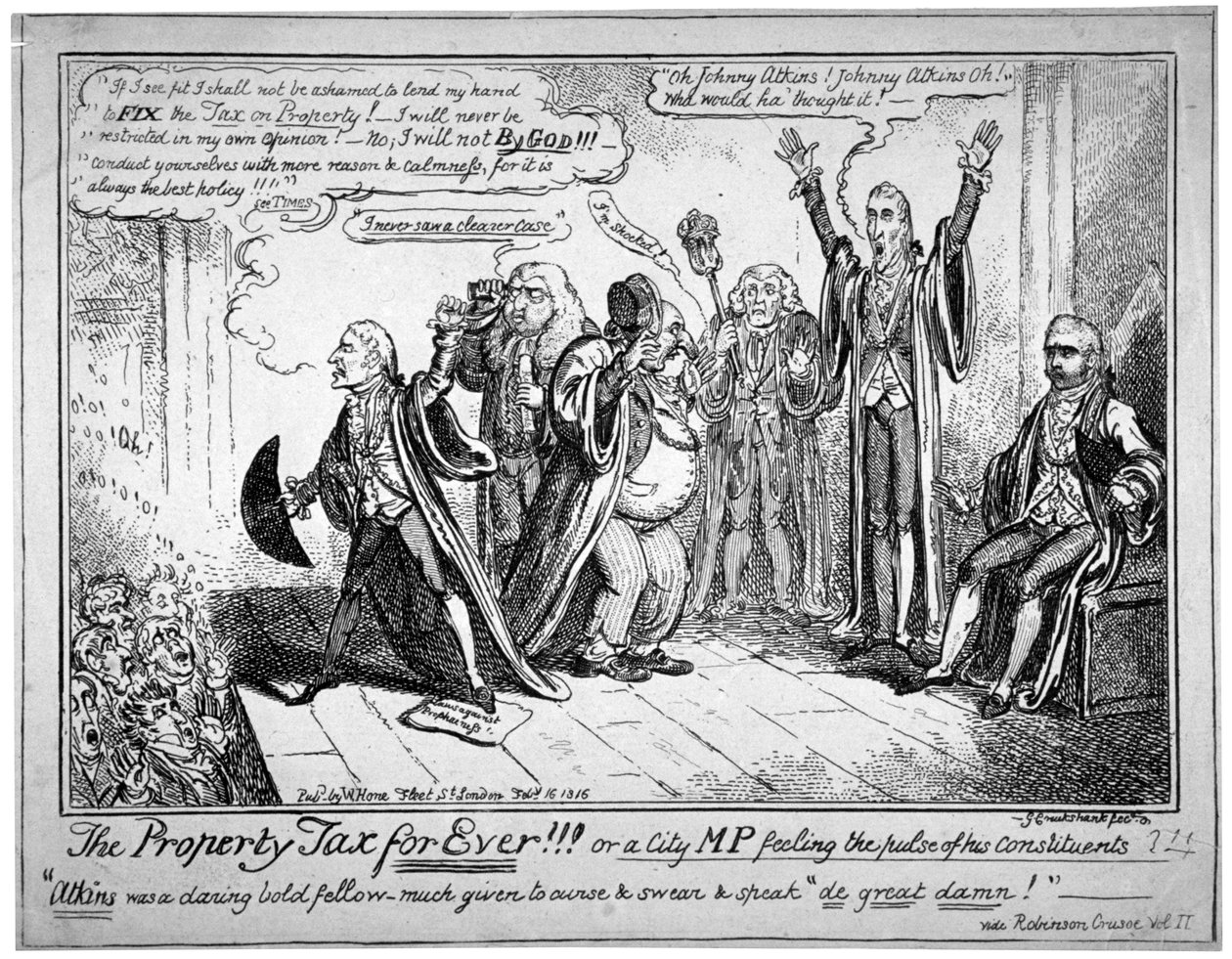 „Daň z majetku navždy!!!“, 1816. od George Cruikshank