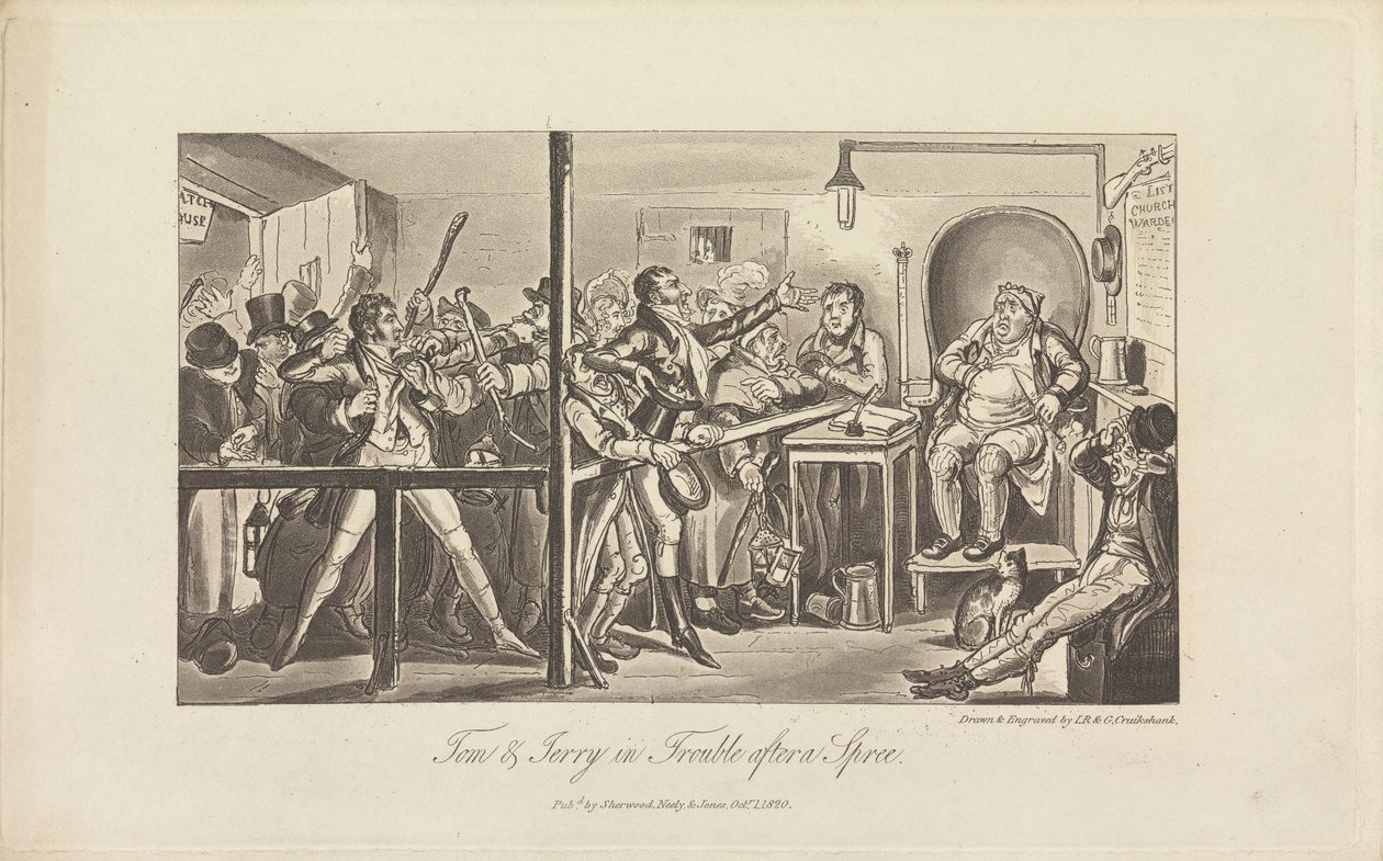 Tom a Jerry v nesnázích po řádění od George Cruikshank