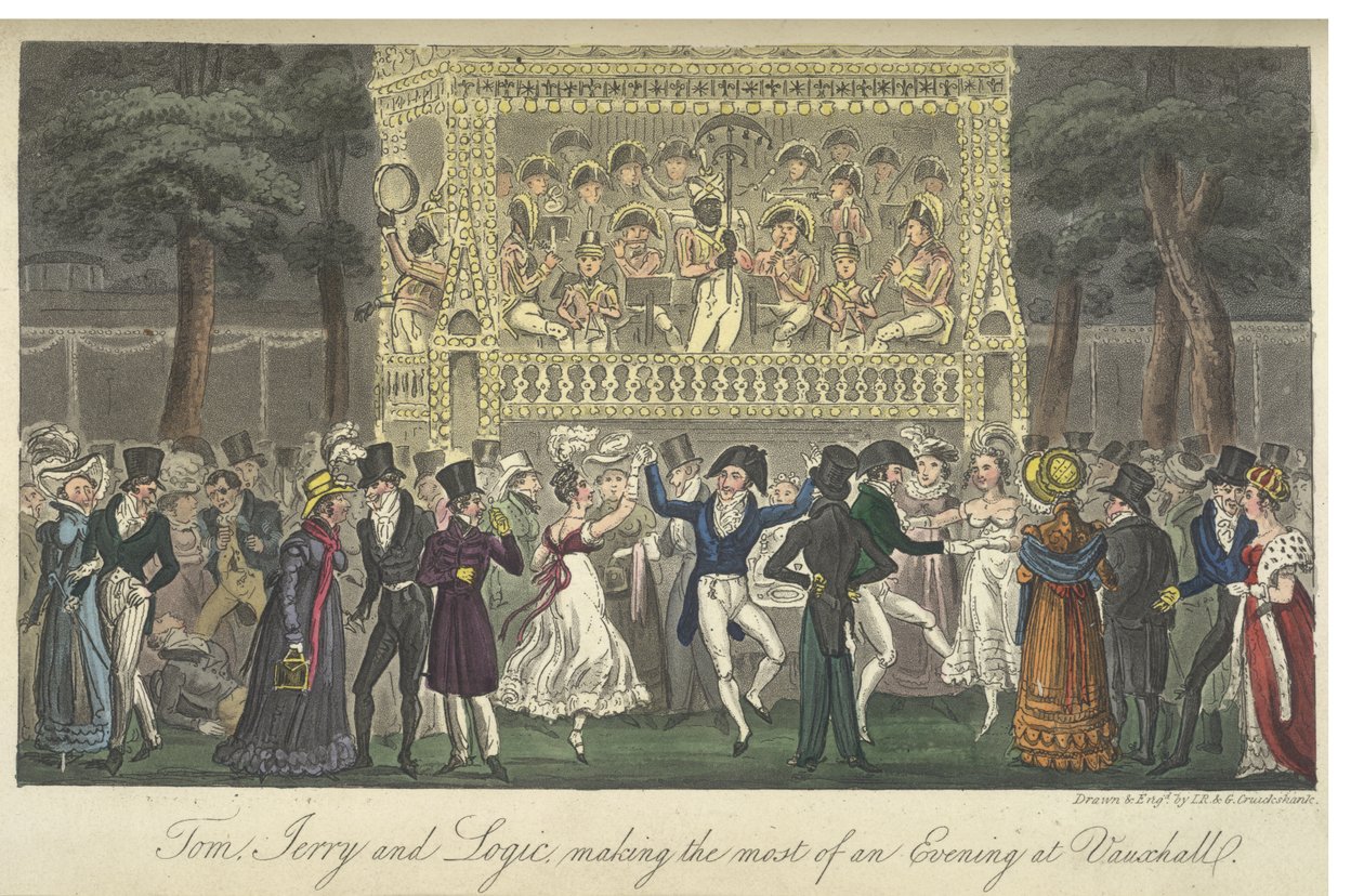 Vauxhall Gardens, „Život v Londýně atd.“, od Pierce Egana od George Cruikshank