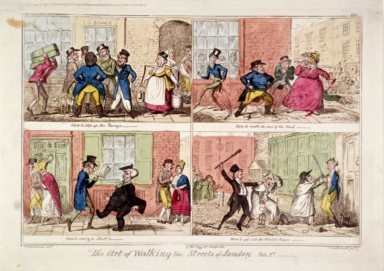 „Chůze po ulicích Londýna“, 1818 od George Cruikshank