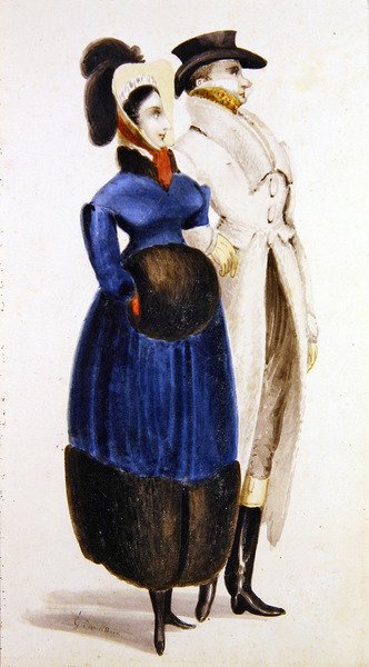 Zimní móda (akvarel na papíře) od George Cruikshank
