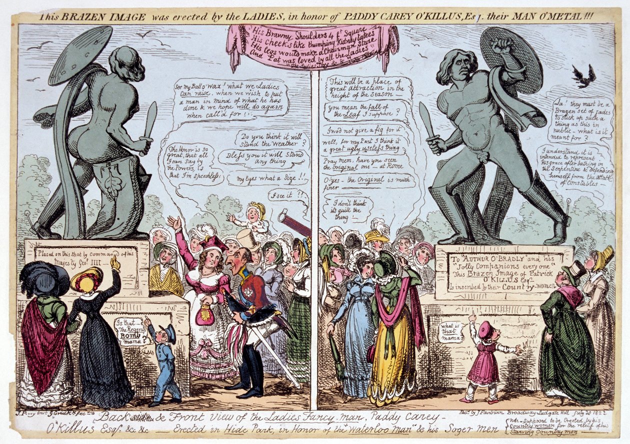 Ženy obdivující sochu Achilla, Hyde Park, Londýn, 1822. od George Cruikshank