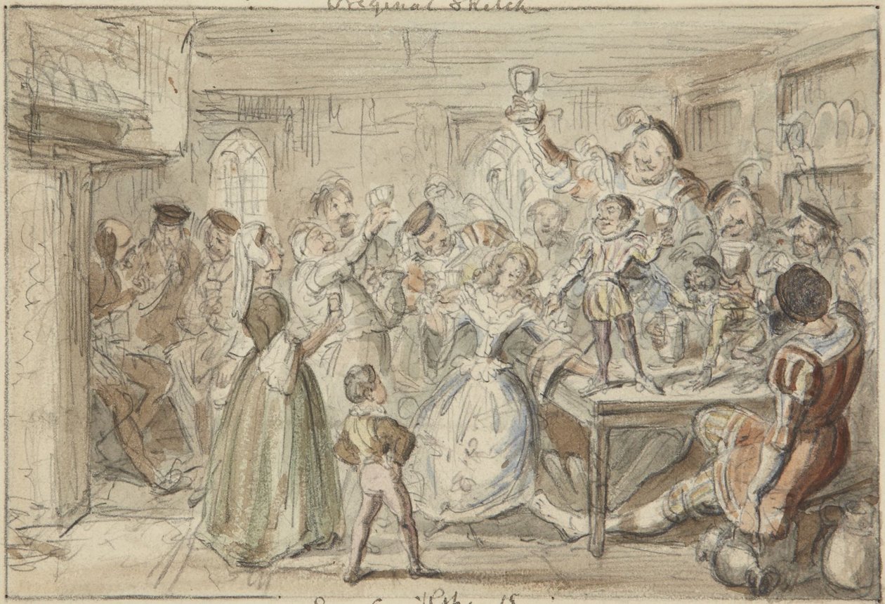 Xit, tady je sir Narcissus Le Grand, jak baví své přátele v den své svatby od George Cruikshank