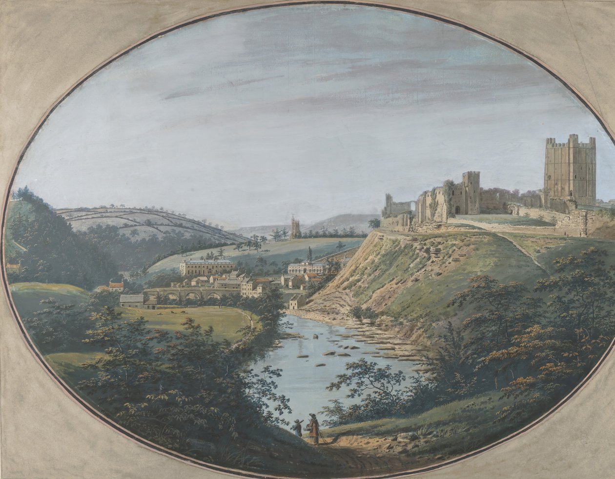 Pohled na Richmond, Yorkshire, Anglie, 1788. od George Cuit