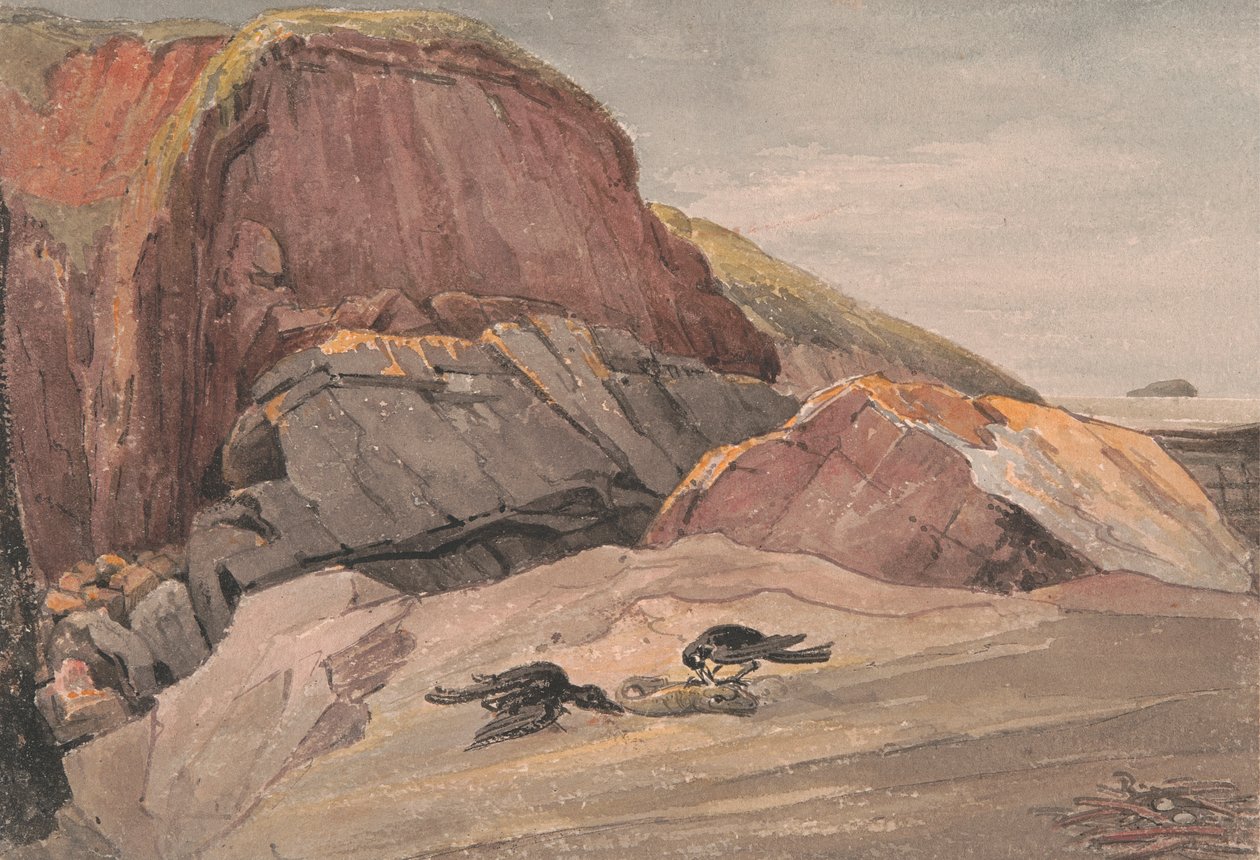 Nedaleko Weston-Super-Mare se strmým ostrovem Holme od George Cumberland