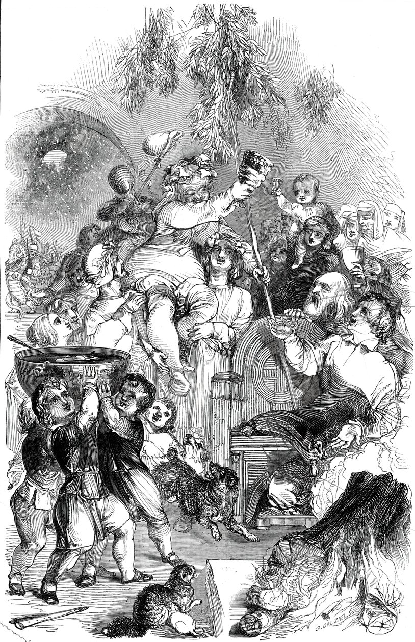 Bringing in Christmas - kreslil William Harvey, 1845. od George Dalziel