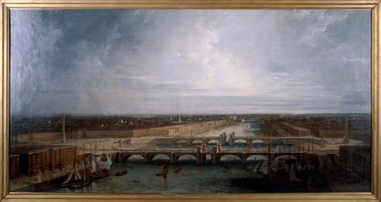 Double London Bridge navržený pro Londýn, 1800. od George Dance