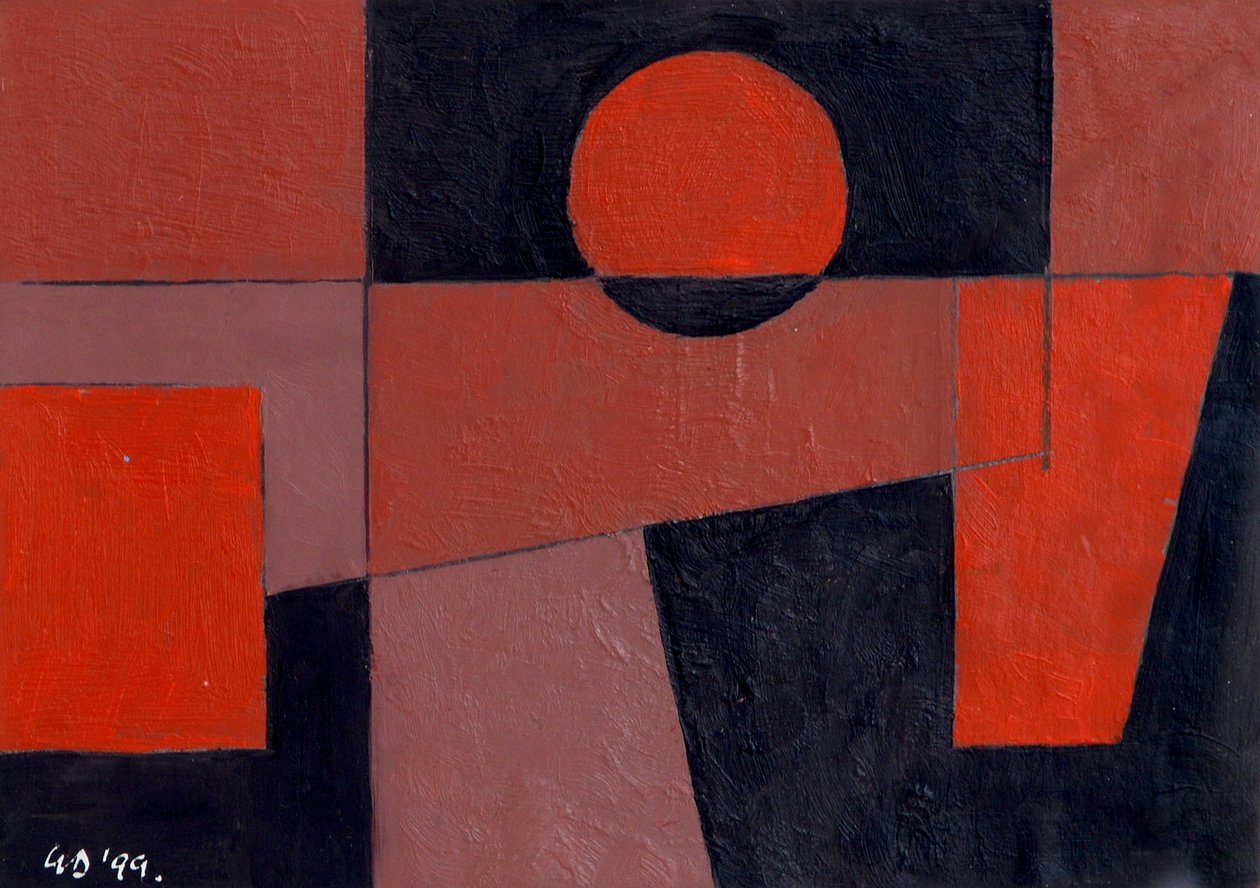 Related Reds with Black, 1999 (olej na kartě) od George Dannatt