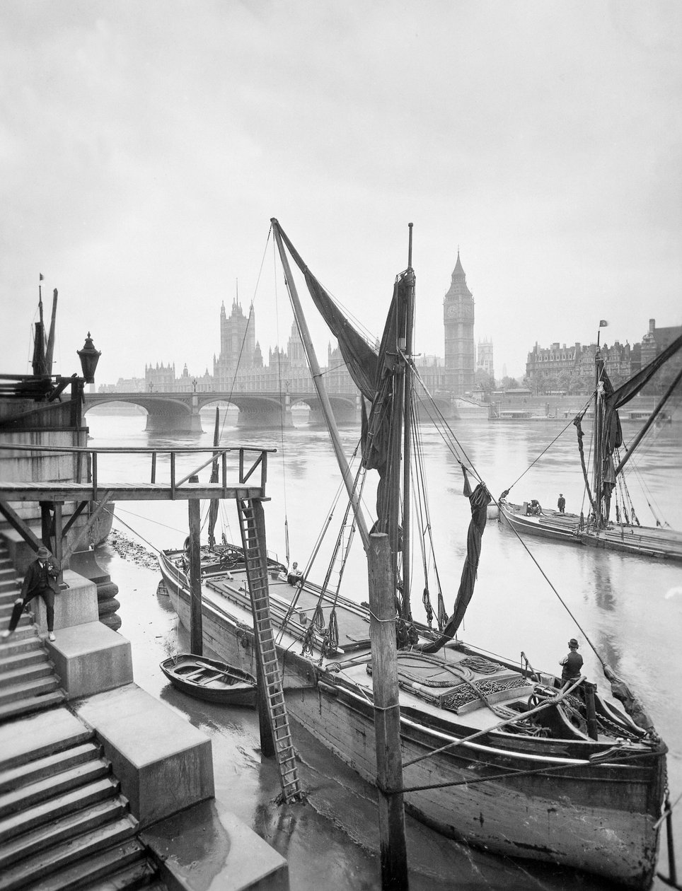 Houses of Parliament od řeky Temže, Lambeth, Londýn, c1920 od George Davison Reid
