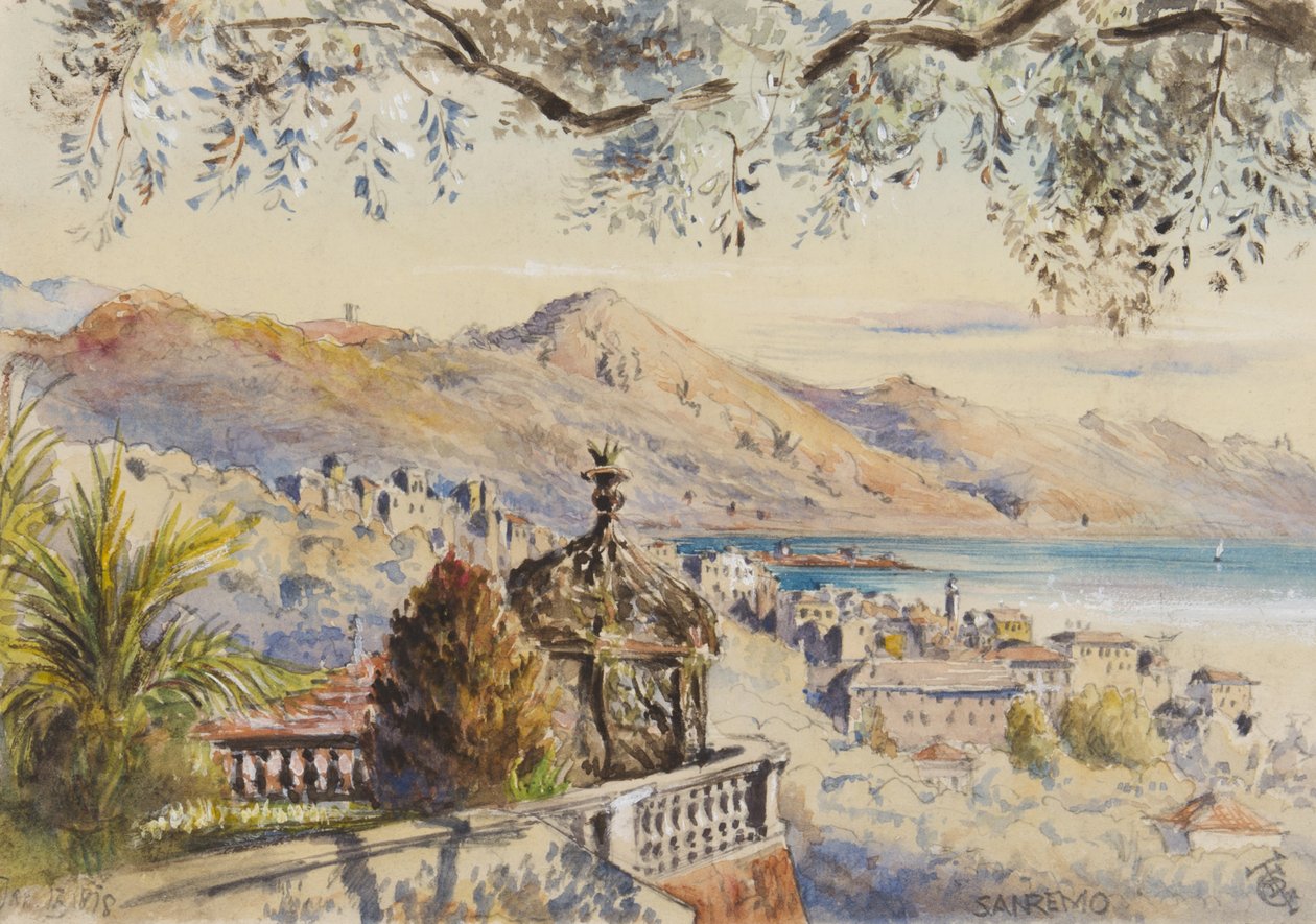 San Remo, 12. ledna 1878 (wc na papíře) od George Douglas Tinling