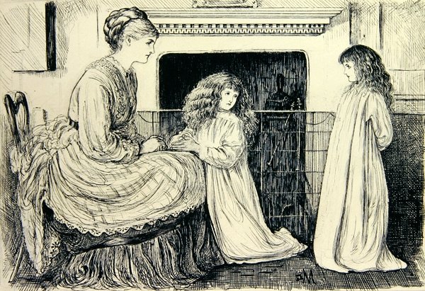Dětská ilustrace (černý inkoust na papíře) od George du Maurier